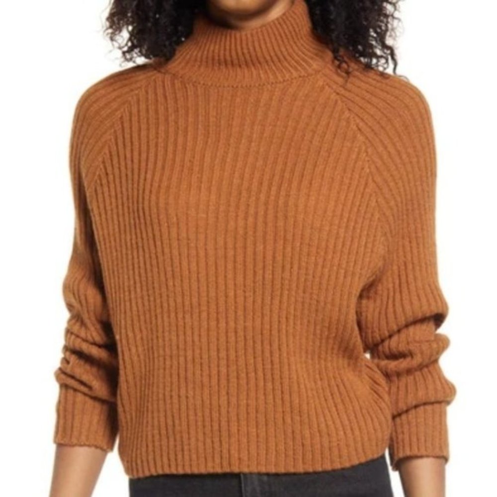 Ten Sixty Sherman Open Back Mock Neck Sweater In Tan Dale NWT Size Medium